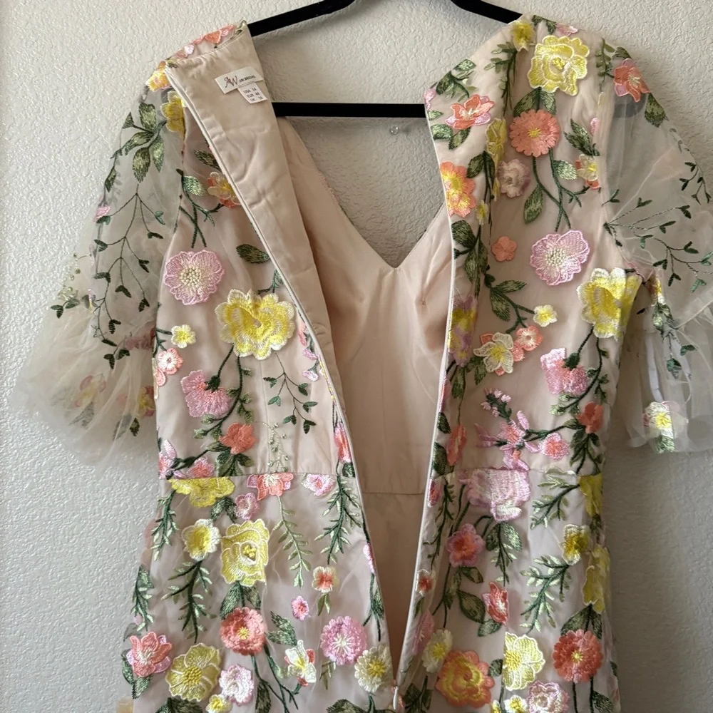 AW Bridal‎ Sz 14 Carole Dress Floral Embroidered Cream Dress - Picture 8 of 13